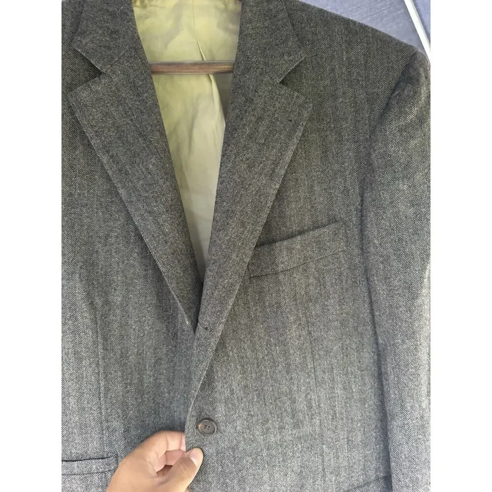 Brunello Cucinelli Gray Herringbone Flannel Tweed Sport Jacket Blazer Men 54/44R